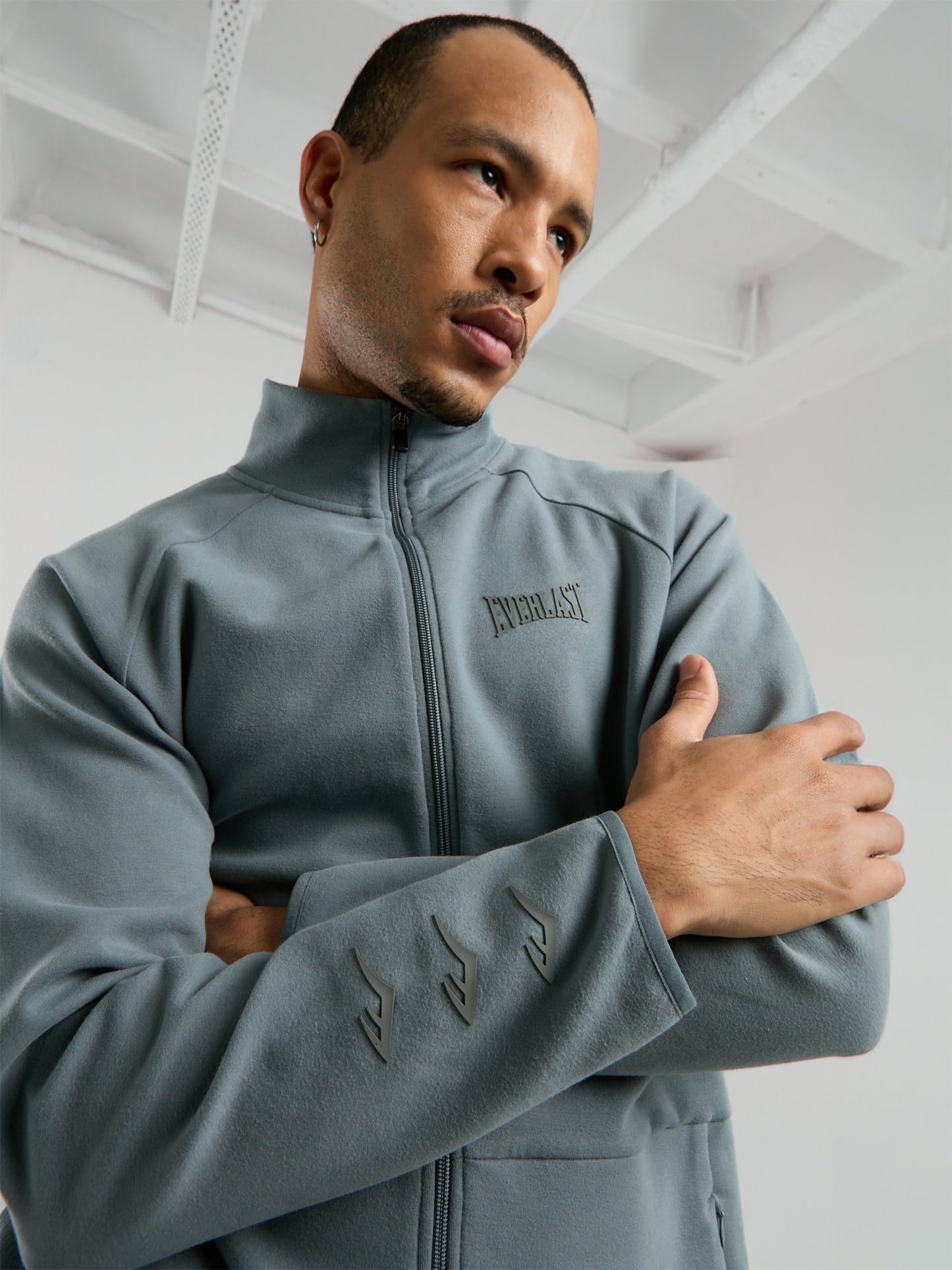 Ever Relaxed Regular Gri Yüksek Yaka Erkek Full Zip Sweatshirt