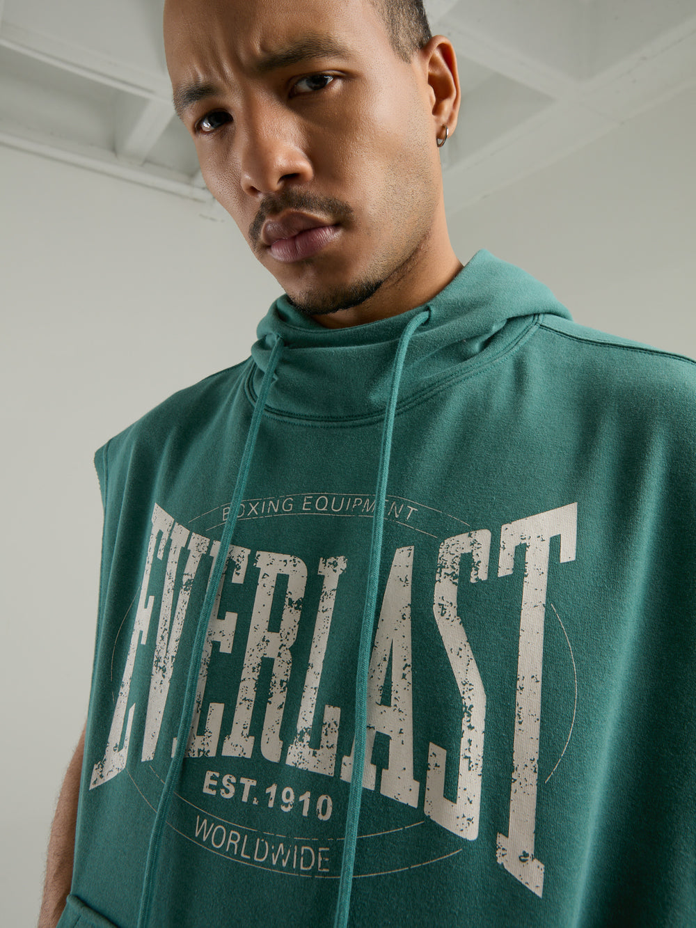 Everlast Authentic Boxing Oversize Koyu Yeşil Kolsuz Erkek Sweatshirt