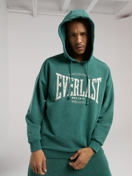 Everlast Authentic Boxing Oversize Koyu Yeşil Erkek Kapüşonlu Sweatshirt