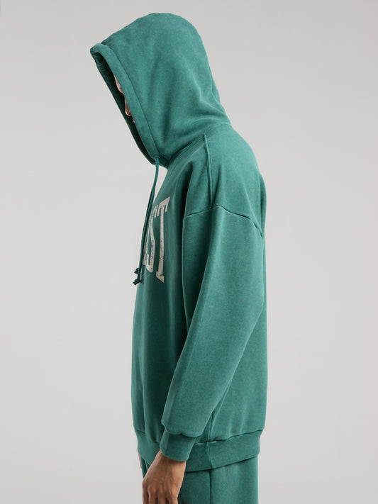 Everlast Authentic Boxing Oversize Koyu Yeşil Erkek Kapüşonlu Sweatshirt