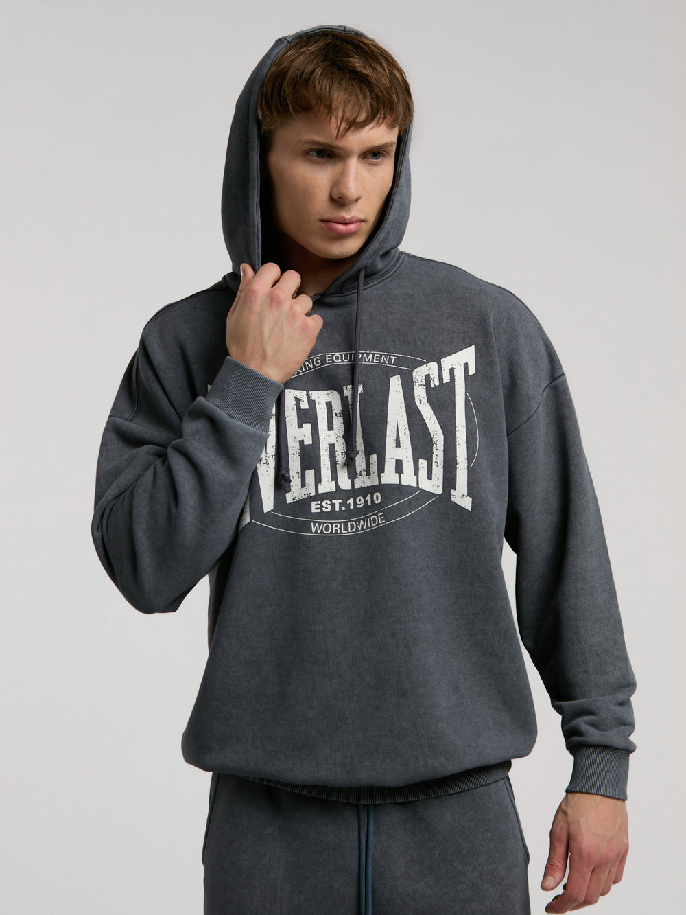 Everlast Authentic Boxing Oversize Antrasit Erkek Kapüşonlu Sweatshirt