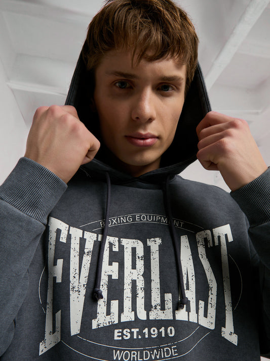 Everlast Authentic Boxing Oversize Antrasit Erkek Kapüşonlu Sweatshirt