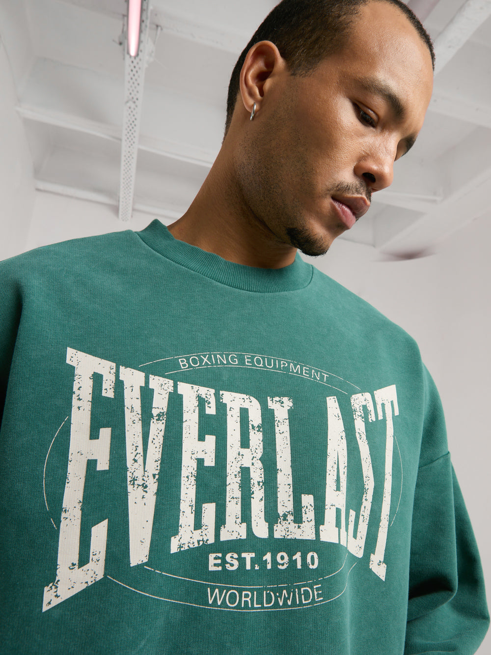 Everlast Authentic Boxing Oversize Koyu Yeşil Erkek Sweatshirt