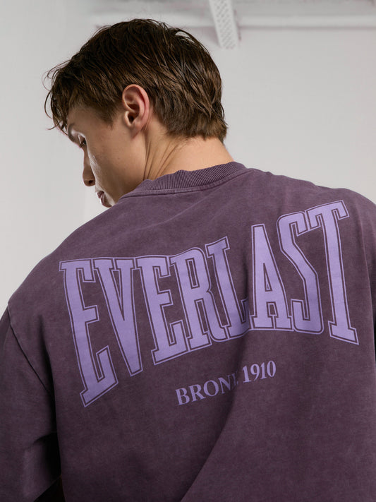 Everlast Bronx 1910 Oversize Yıkamalı Mor Erkek Tişört