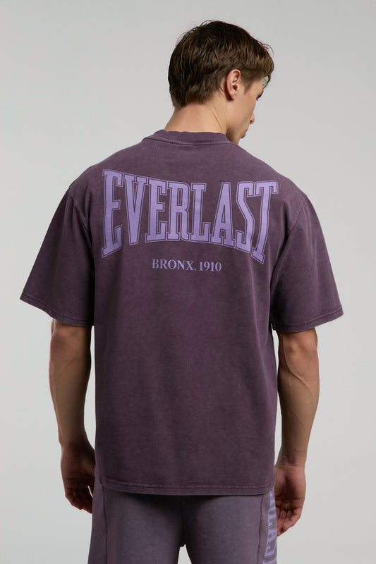 Everlast Bronx 1910 Oversize Yıkamalı Mor Erkek Tişört