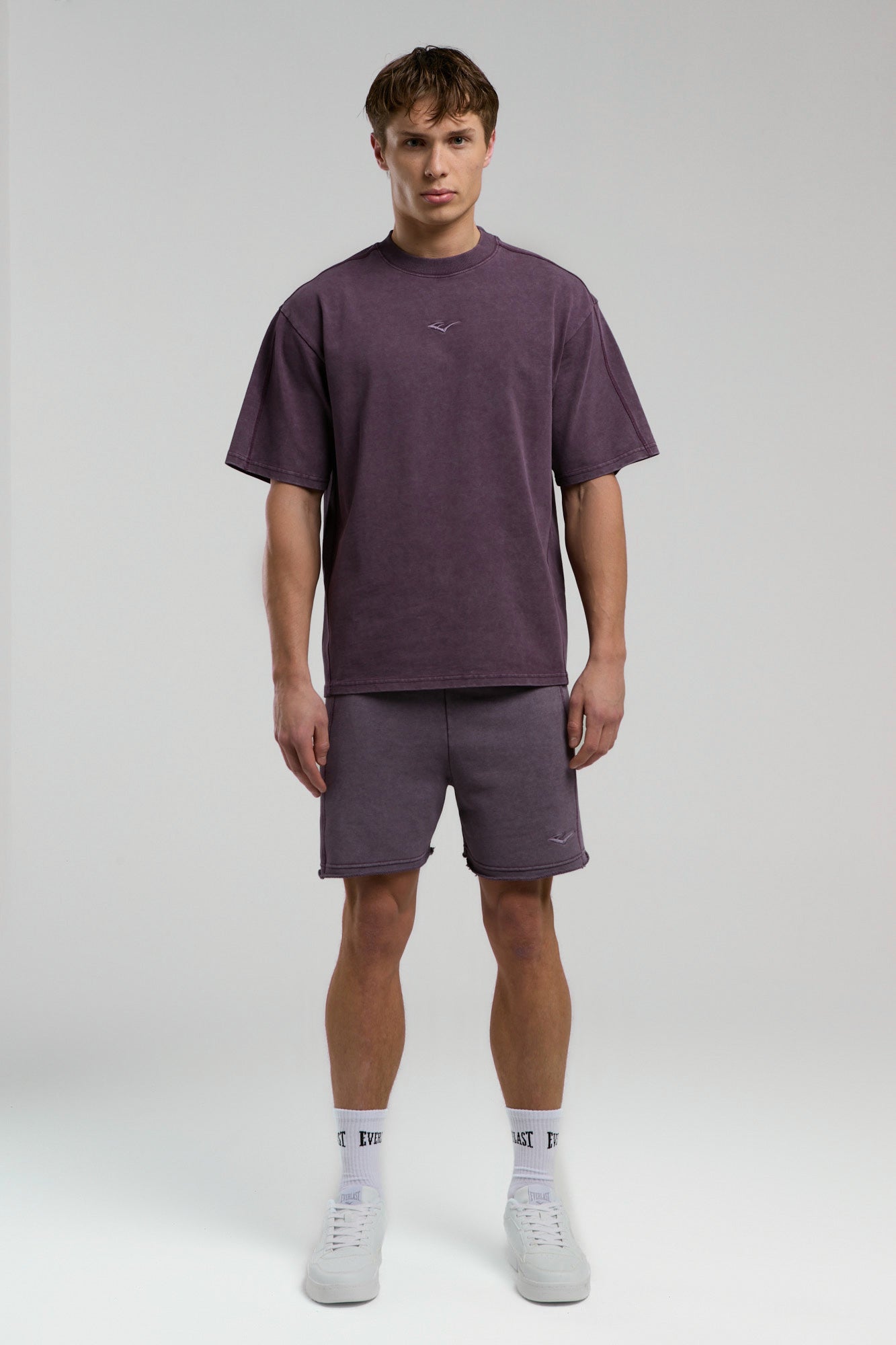 Everlast Bronx 1910 Oversize Yıkamalı Mor Erkek Tişört