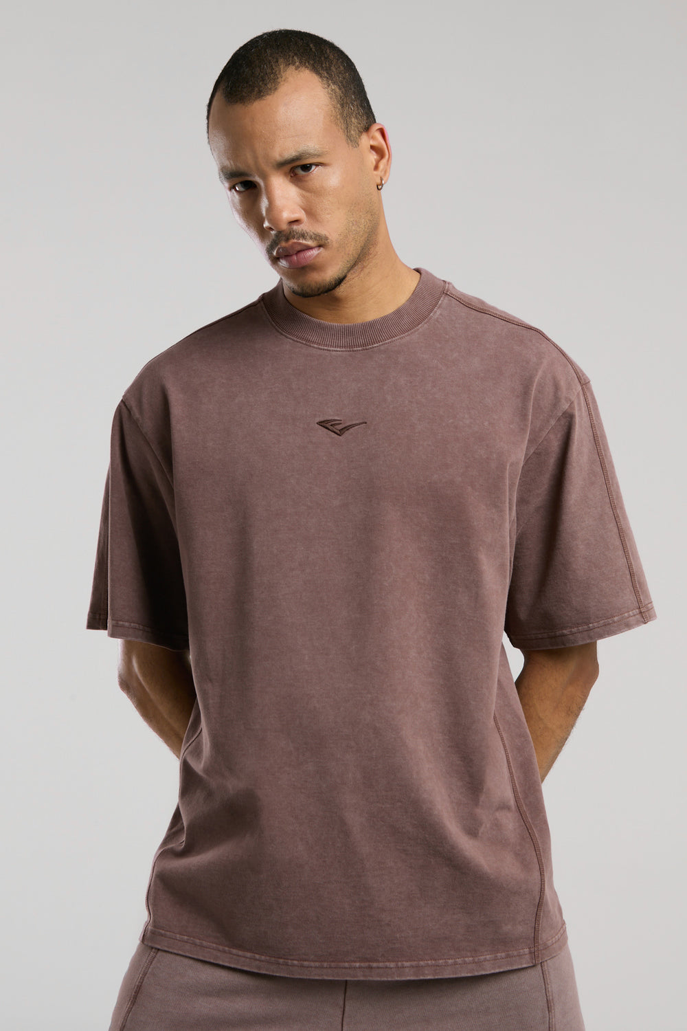 Everlast Bronx 1910 Oversize Yıkamalı Kahverengi Erkek Tişört