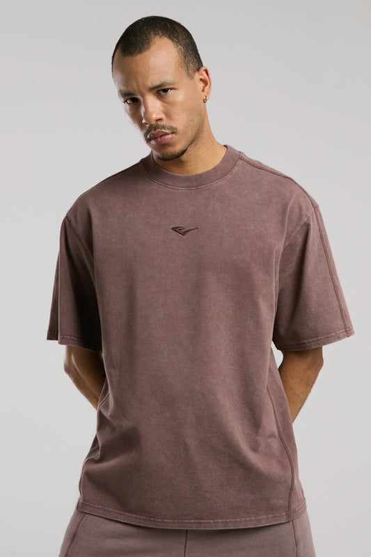 Everlast Bronx 1910 Oversize Yıkamalı Kahverengi Erkek Tişört