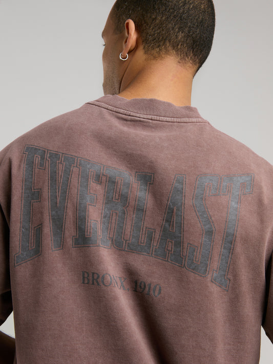 Everlast Bronx 1910 Oversize Yıkamalı Kahverengi Erkek Tişört