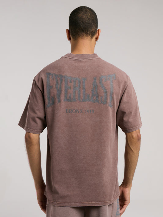 Everlast Bronx 1910 Oversize Yıkamalı Kahverengi Erkek Tişört