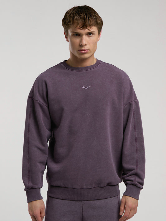 Everlast Bronx 1910  Yıkamalı Mor Erkek Sweatshirt