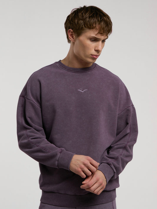 Everlast Bronx 1910  Yıkamalı Mor Erkek Sweatshirt