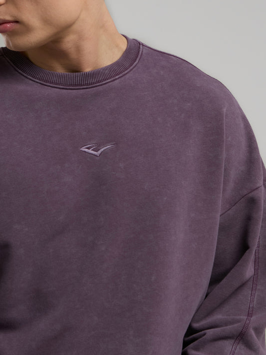 Everlast Bronx 1910  Yıkamalı Mor Erkek Sweatshirt