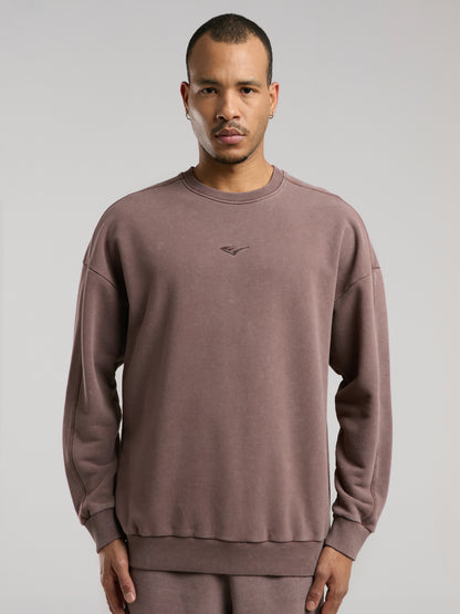 Everlast Bronx 1910 Yıkamalı Kahverengi Erkek Sweatshirt