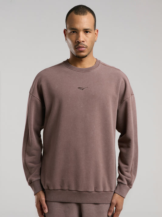 Everlast Bronx 1910 Yıkamalı Kahverengi Erkek Sweatshirt