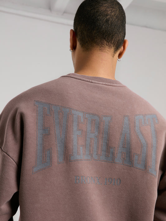 Everlast Bronx 1910 Yıkamalı Kahverengi Erkek Sweatshirt