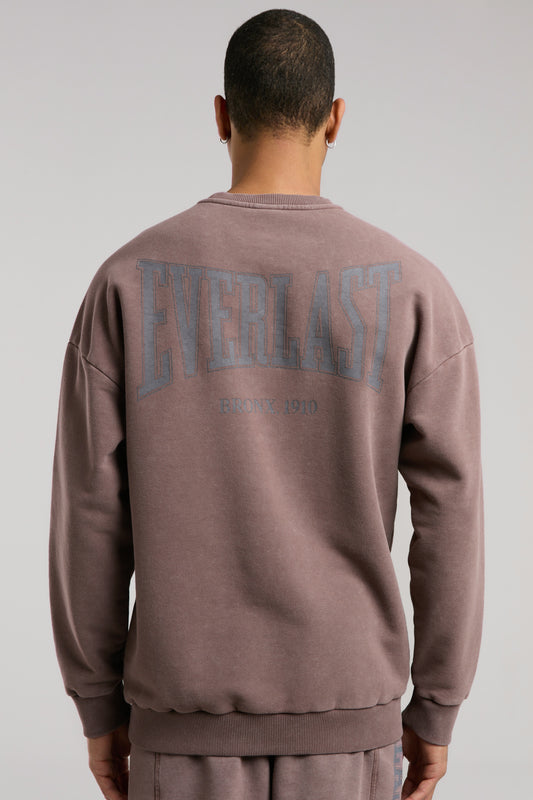 Everlast Bronx 1910 Yıkamalı Kahverengi Erkek Sweatshirt