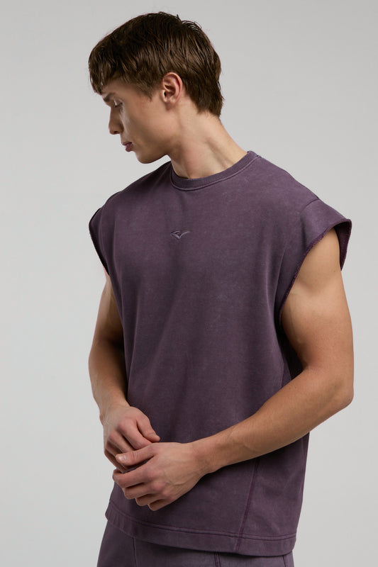 Everlast Bronx 1910 Oversize Yıkamalı Mor Erkek Kolsuz Sweatshirt