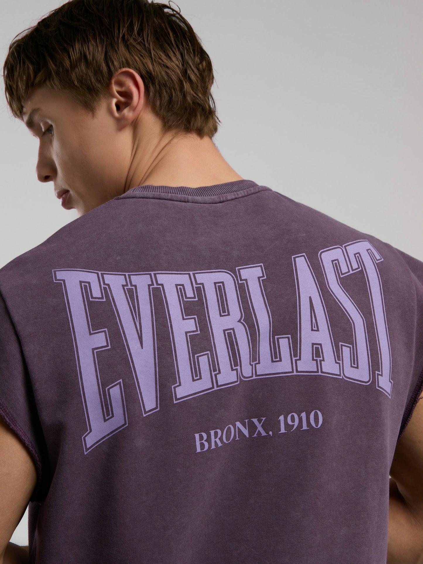 Everlast Bronx 1910 Oversize Yıkamalı Mor Erkek Kolsuz Sweatshirt