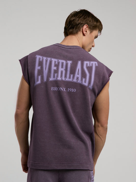 Everlast Bronx 1910 Oversize Yıkamalı Mor Erkek Kolsuz Sweatshirt
