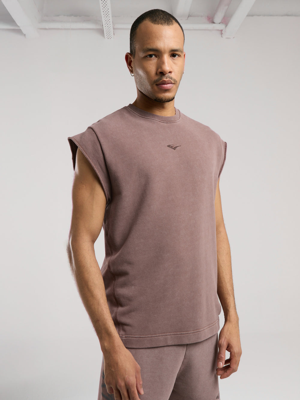 Everlast Bronx 1910 Oversize Yıkamalı Kahverengi Erkek Kolsuz Sweatshirt