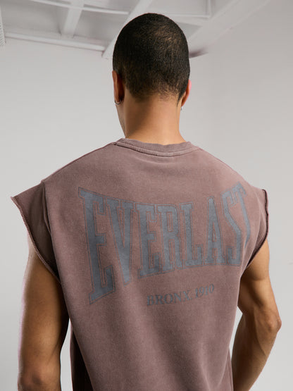 Everlast Bronx 1910 Oversize Yıkamalı Kahverengi Erkek Kolsuz Sweatshirt