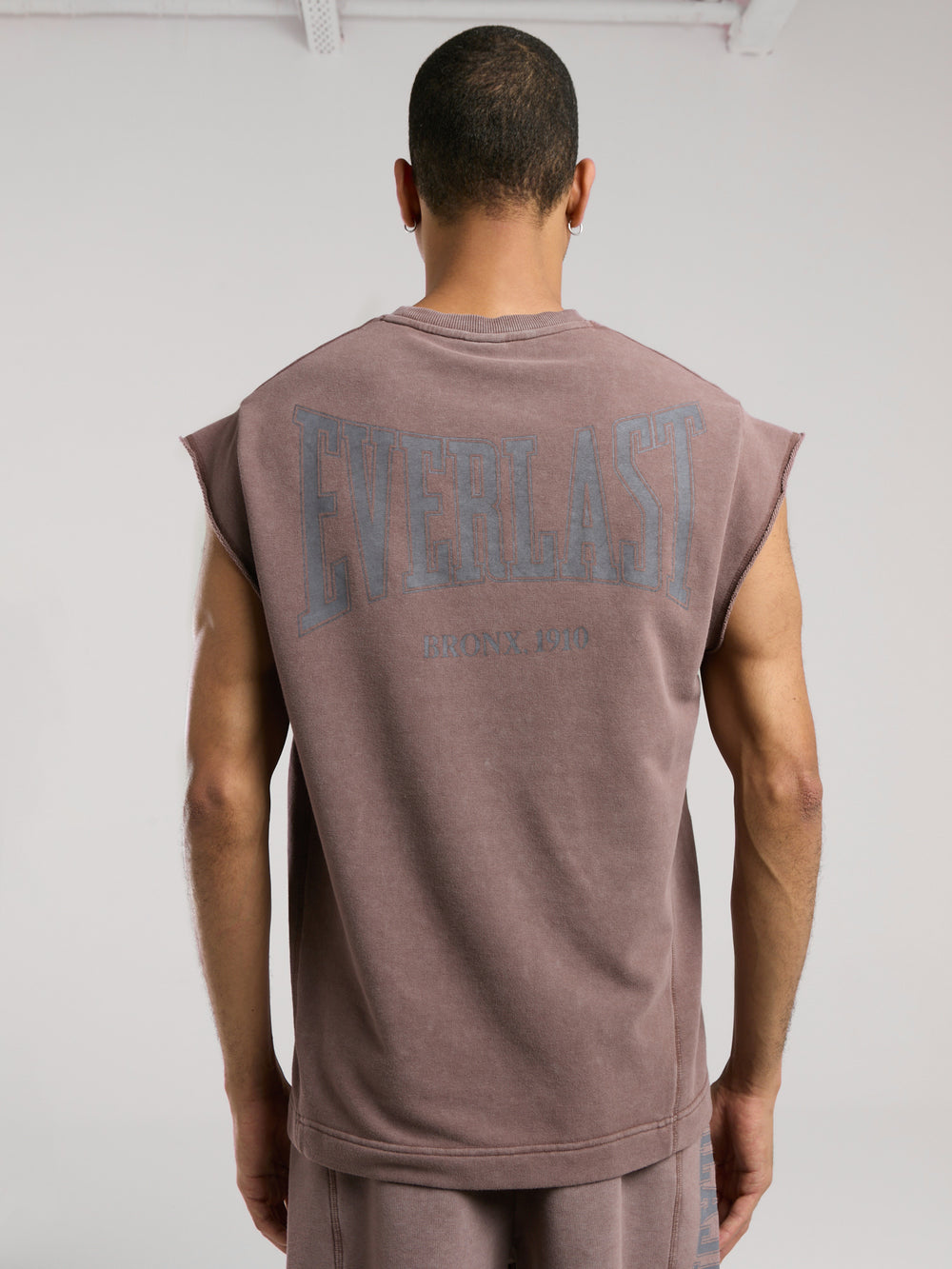 Everlast Bronx 1910 Oversize Yıkamalı Kahverengi Erkek Kolsuz Sweatshirt