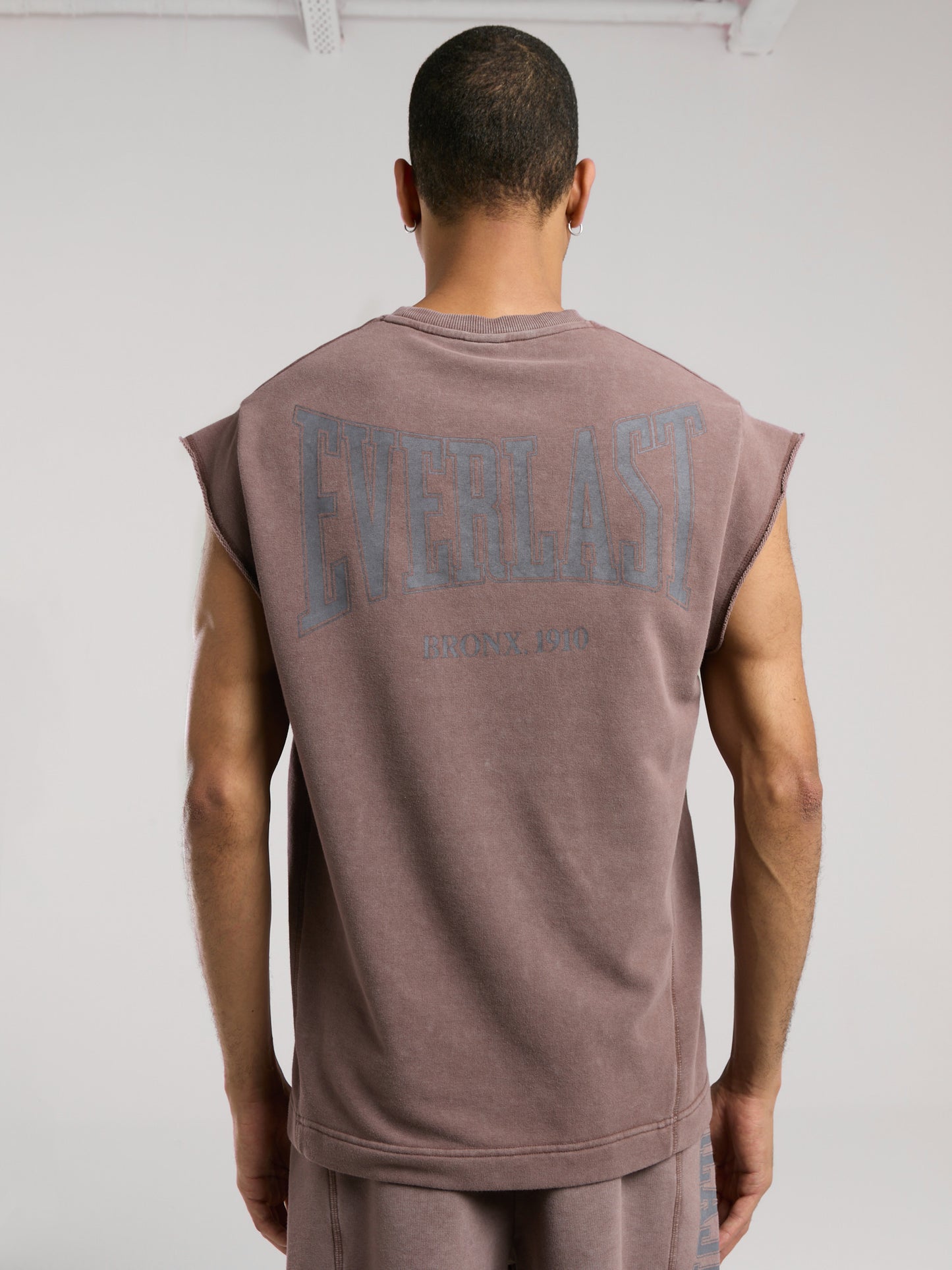Everlast Bronx 1910 Oversize Yıkamalı Kahverengi Erkek Kolsuz Sweatshirt