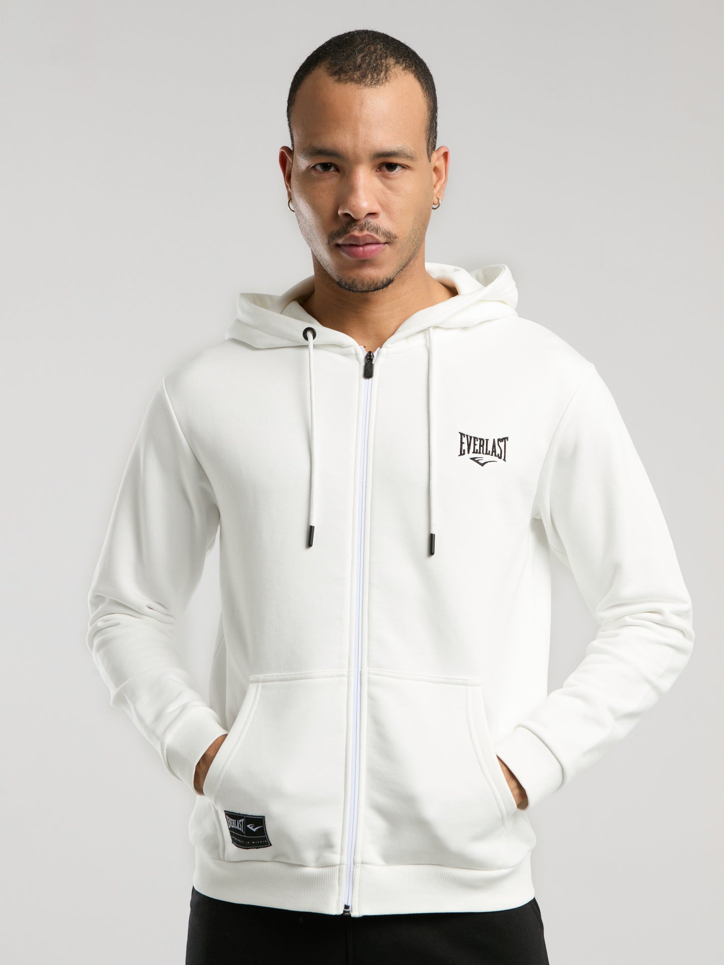 Ever Essentials Regular Beyaz Erkek Kapüşonlu Full Zip Sweatshirt