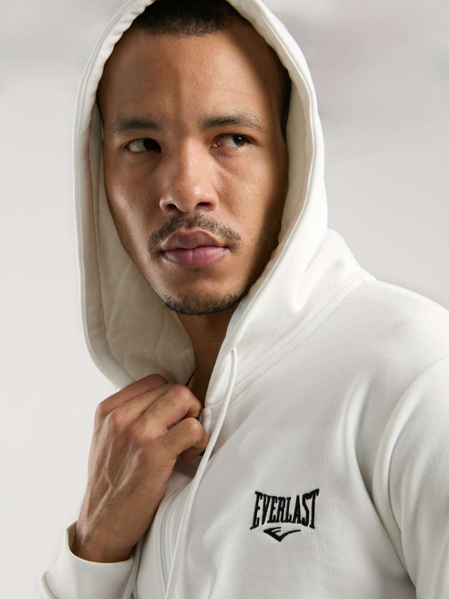 Ever Essentials Regular Beyaz Erkek Kapüşonlu Full Zip Sweatshirt