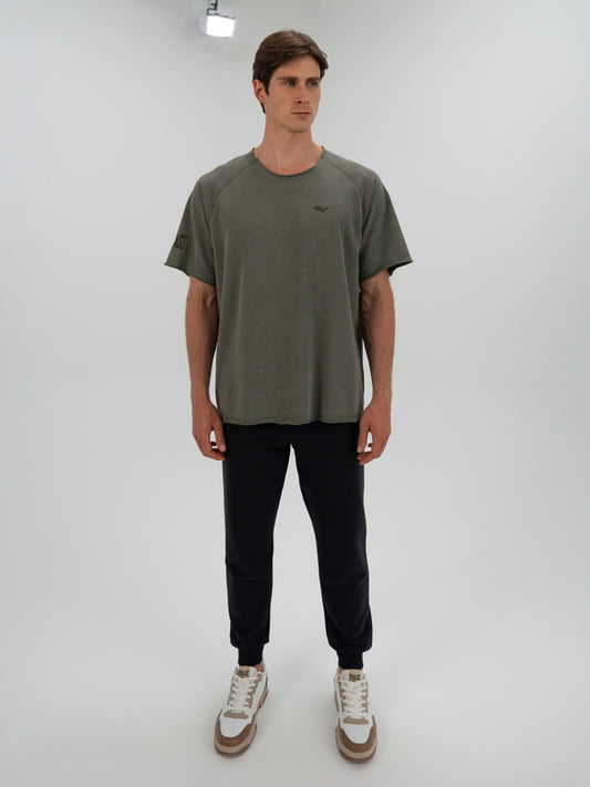 Everlast Ny Street Oversize Geniş Yaka Haki Erkek Tişört