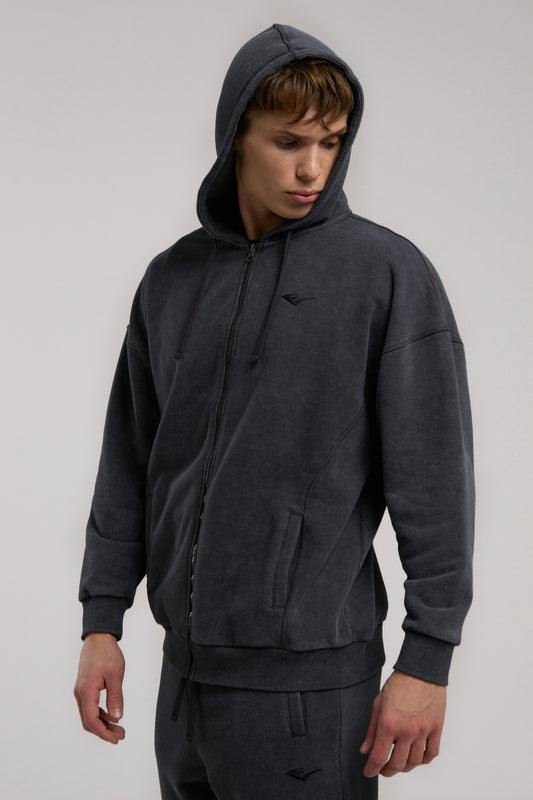 Everlast Ny Street Füme Kapüşonlu Erkek Full Zip Sweatshirt