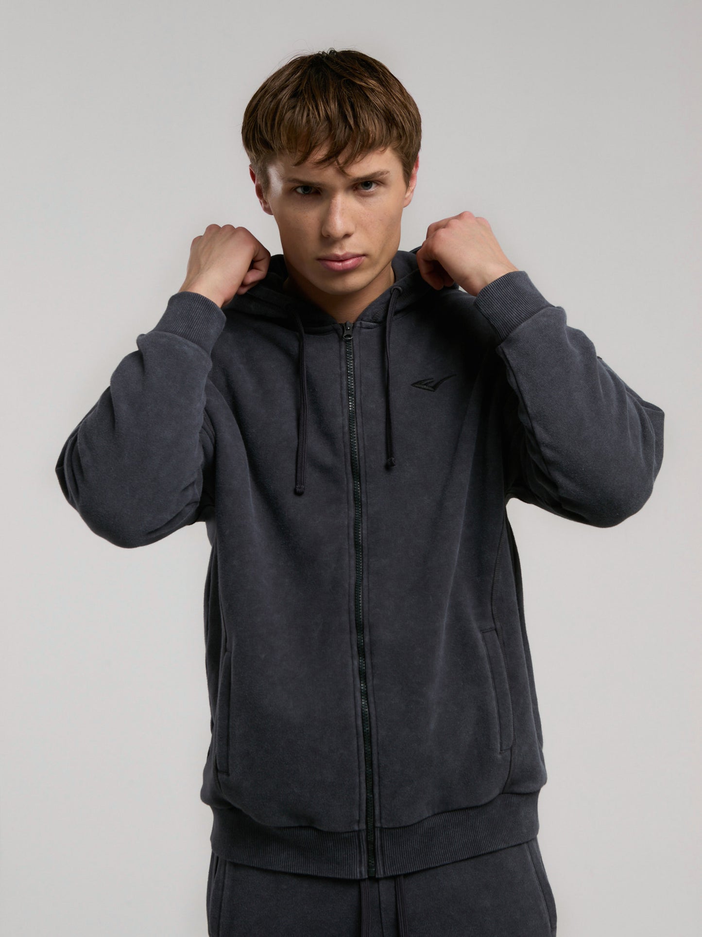Everlast Ny Street Füme Kapüşonlu Erkek Full Zip Sweatshirt