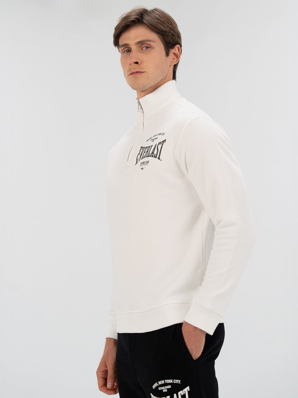 Everlast Bronx NYC Half Zip Regular Beyaz Erkek Sweatshirt