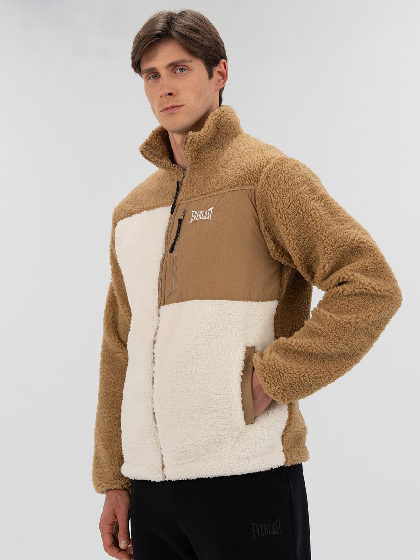 Everlast Winter Essentials Krem Erkek Full Zip Sherpa Sweat