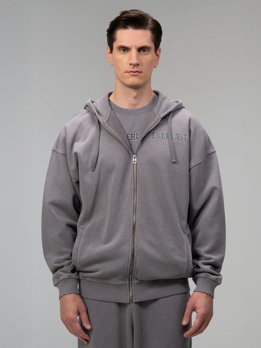 Everlast Giant Logo Oversize Koyu Gri Fermuarlı Erkek Sweatshirt