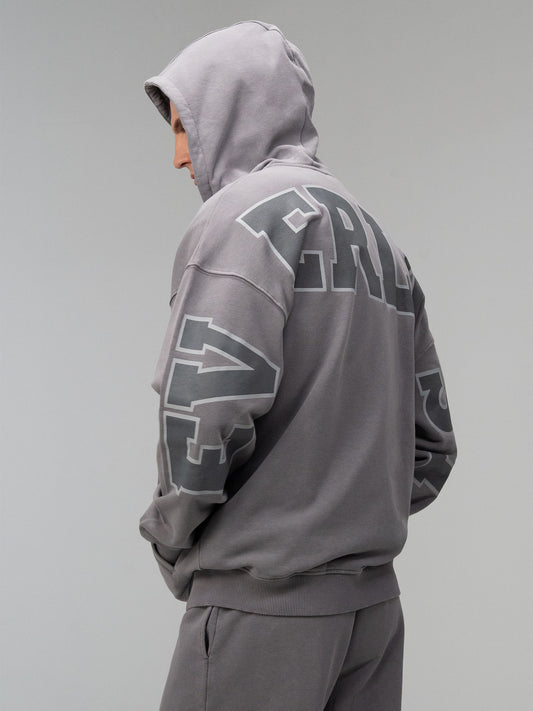 Everlast Giant Logo Oversize Koyu Gri Fermuarlı Erkek Sweatshirt