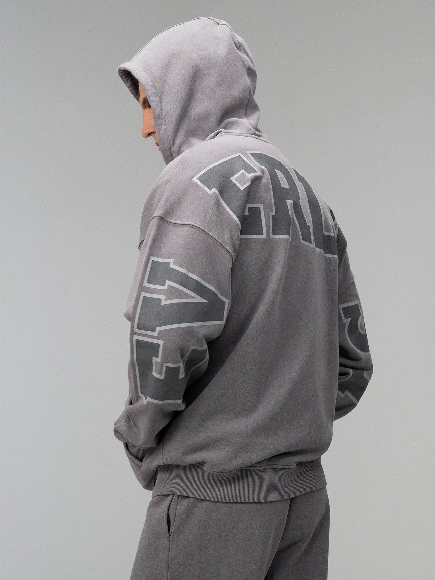 Everlast Giant Logo Oversize Koyu Gri Fermuarlı Erkek Sweatshirt