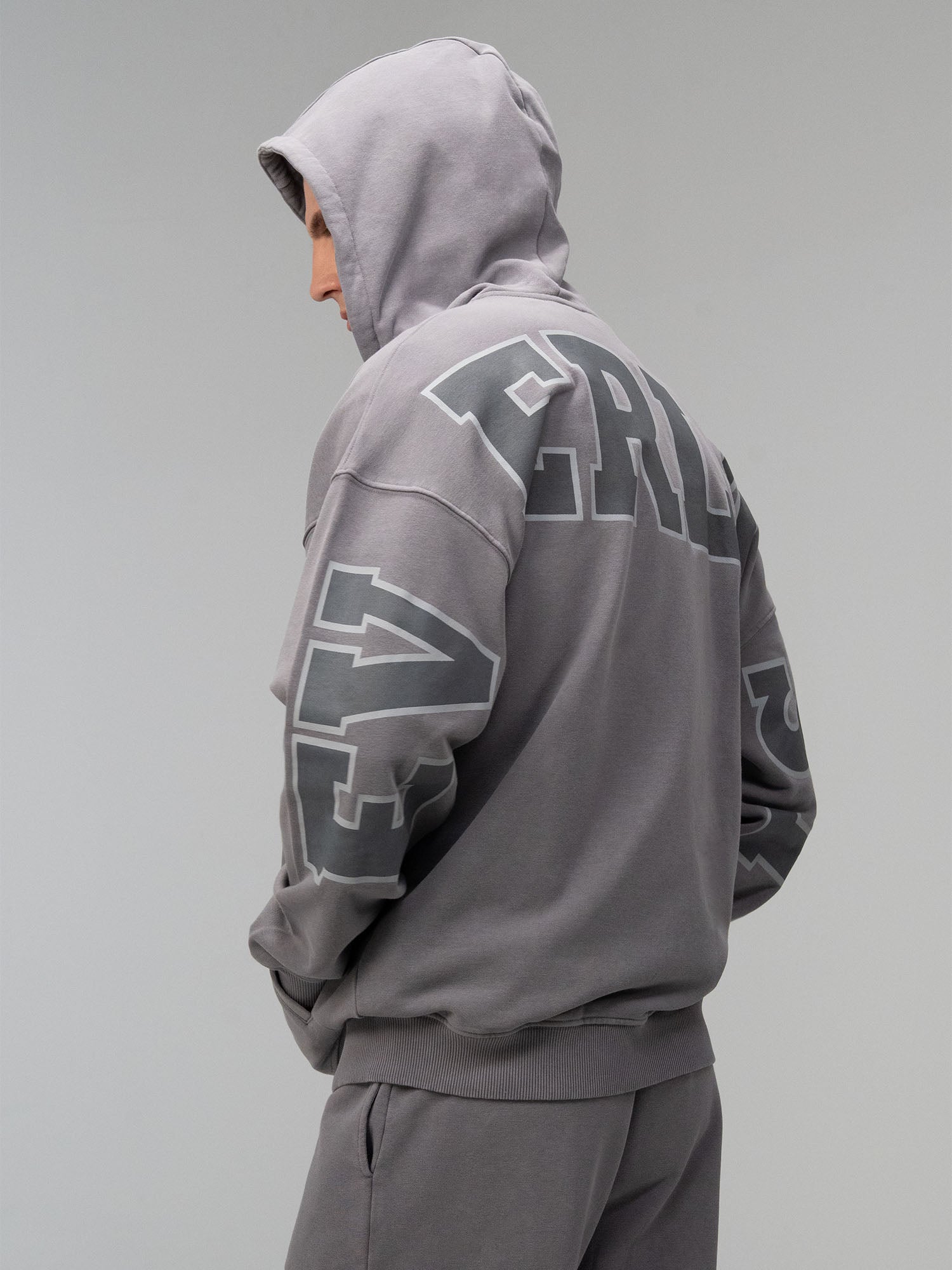 Everlast Giant Logo Oversize Koyu Gri Fermuarlı Erkek Sweatshirt