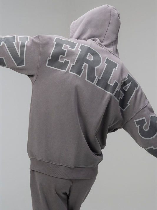 Everlast Giant Logo Oversize Koyu Gri Fermuarlı Erkek Sweatshirt