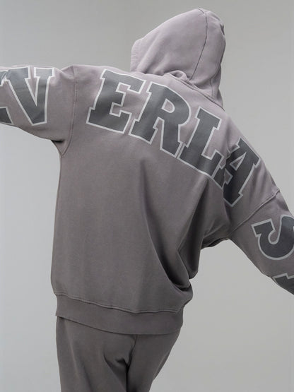 Everlast Giant Logo Oversize Koyu Gri Fermuarlı Erkek Sweatshirt