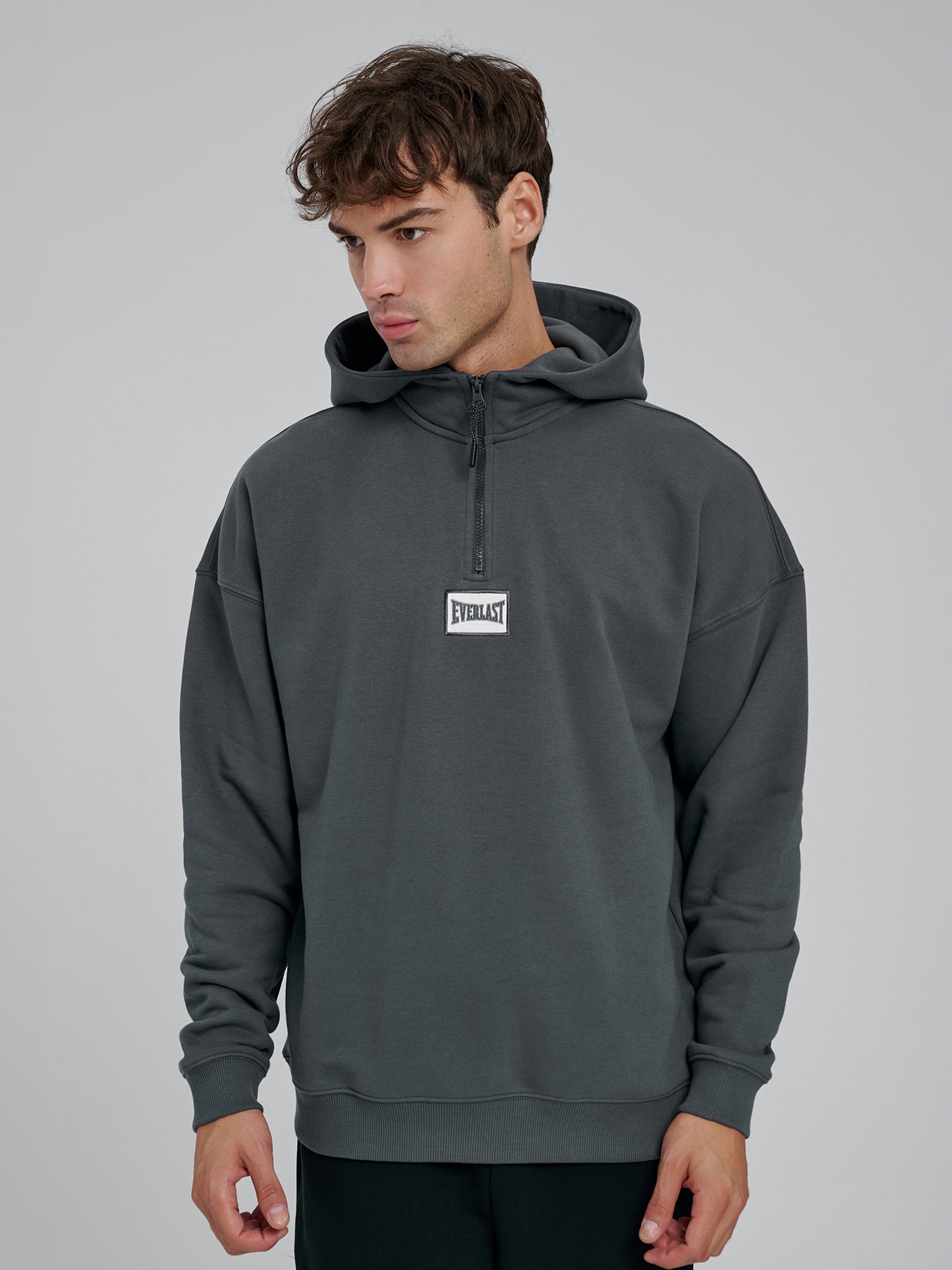 Everlast Graphic Gloves Oversize Yarım Zipli Füme Erkek Sweatshirt