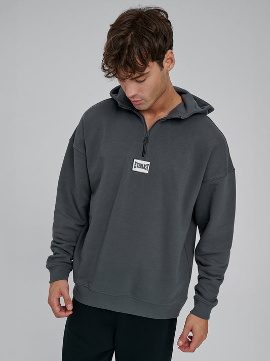 Everlast Graphic Gloves Oversize Yarım Zipli Füme Erkek Sweatshirt