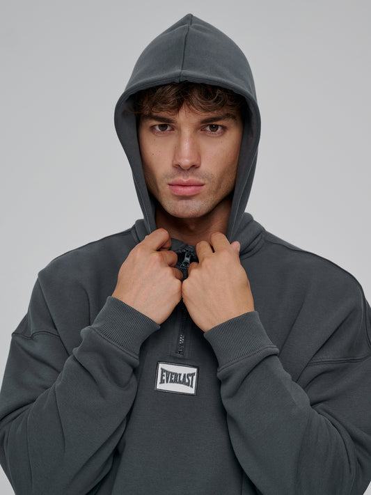 Everlast Graphic Gloves Oversize Yarım Zipli Füme Erkek Sweatshirt