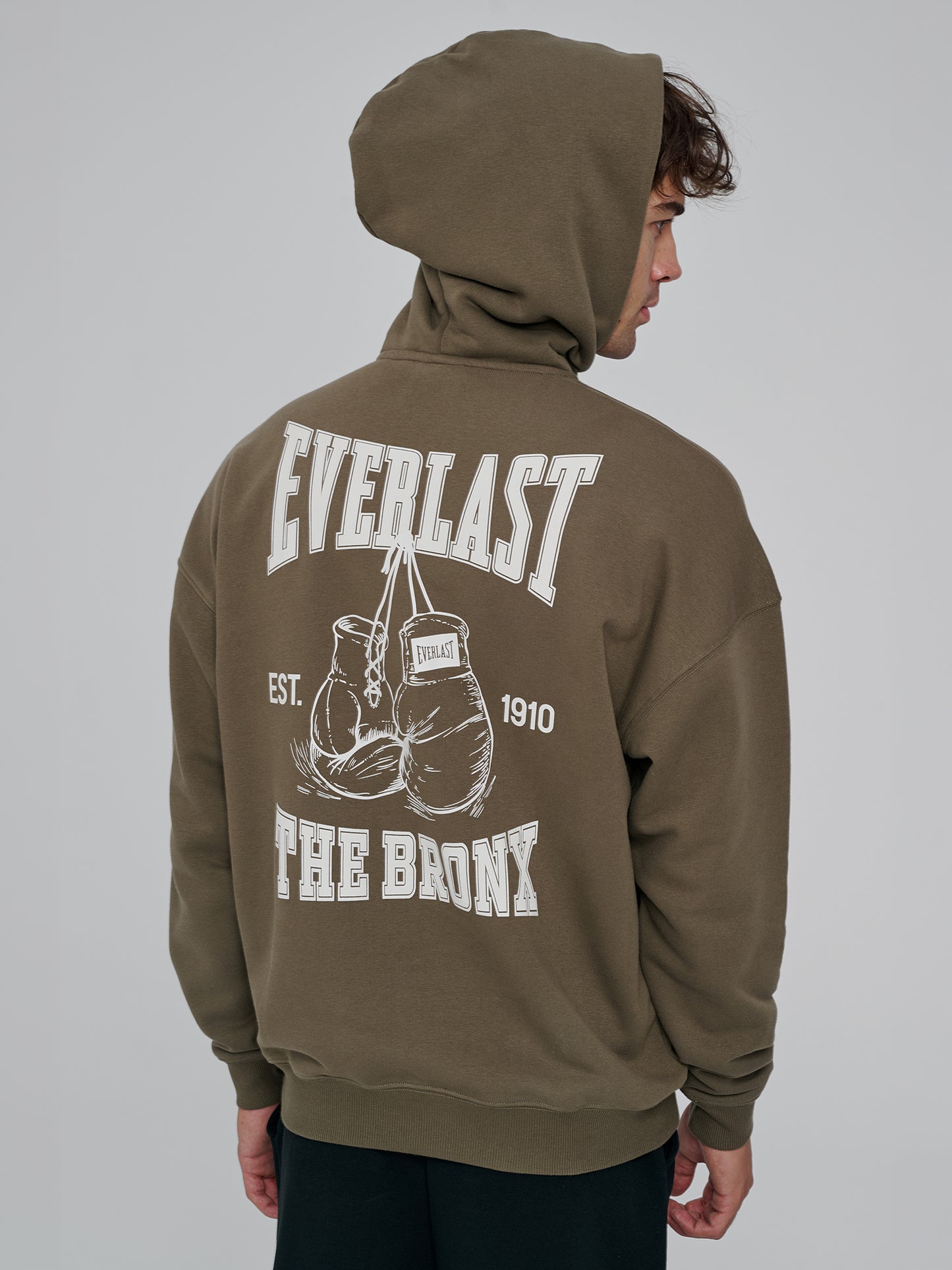 Everlast Graphic Gloves Oversize Yarım Zipli Haki Erkek Sweatshirt