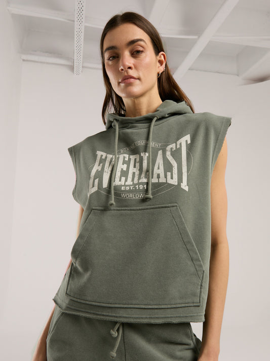 Everlast Authentic Boxing Wmn Oversize Haki Kadın Kolsuz Sweatshirt
