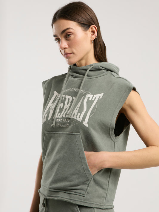 Everlast Authentic Boxing Wmn Oversize Haki Kadın Kolsuz Sweatshirt