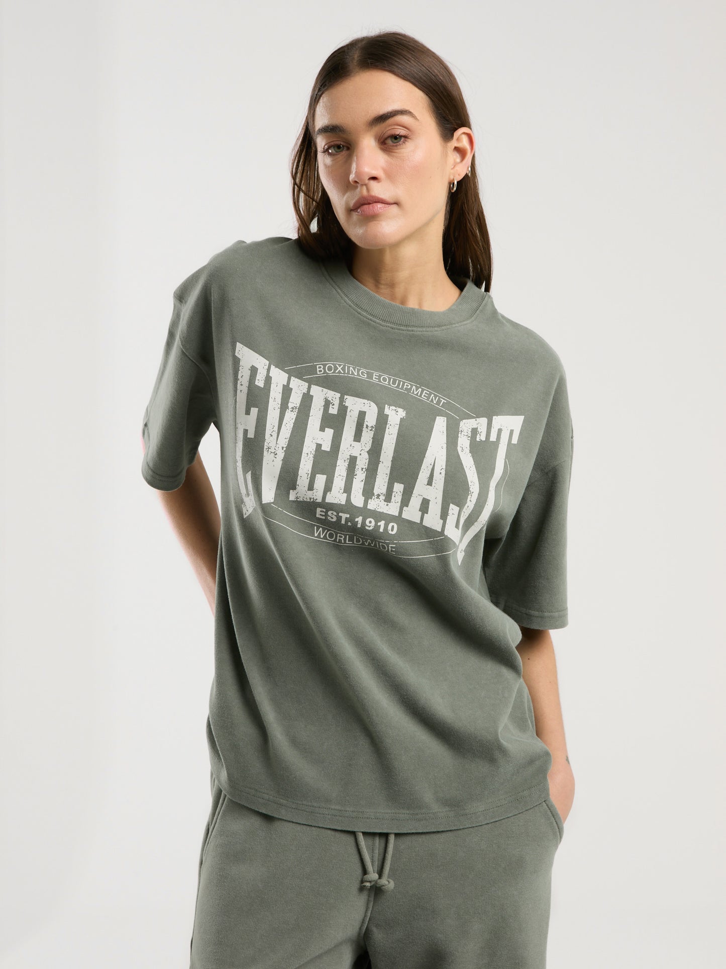 Everlast Authentic Boxing Wmn Oversize Haki Kadın Tişört