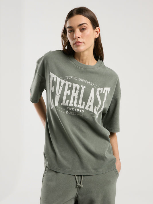Everlast Authentic Boxing Wmn Oversize Haki Kadın Tişört