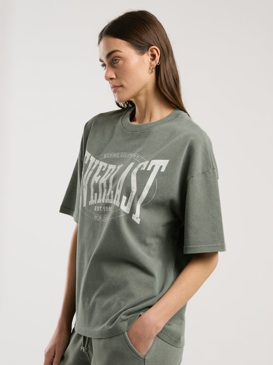 Everlast Authentic Boxing Wmn Oversize Haki Kadın Tişört
